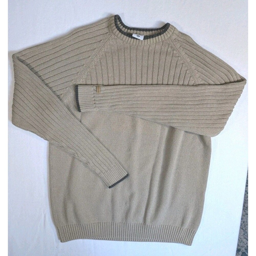 Columbia Sweater Mens 2XL XXL Beige Pullover Crew Neck Outdoor Fisherman Hiking
